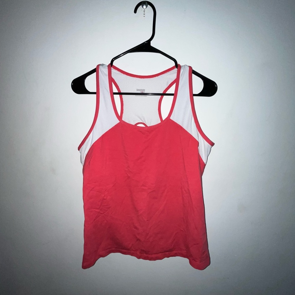 Danskin Coral and White activewear tank top